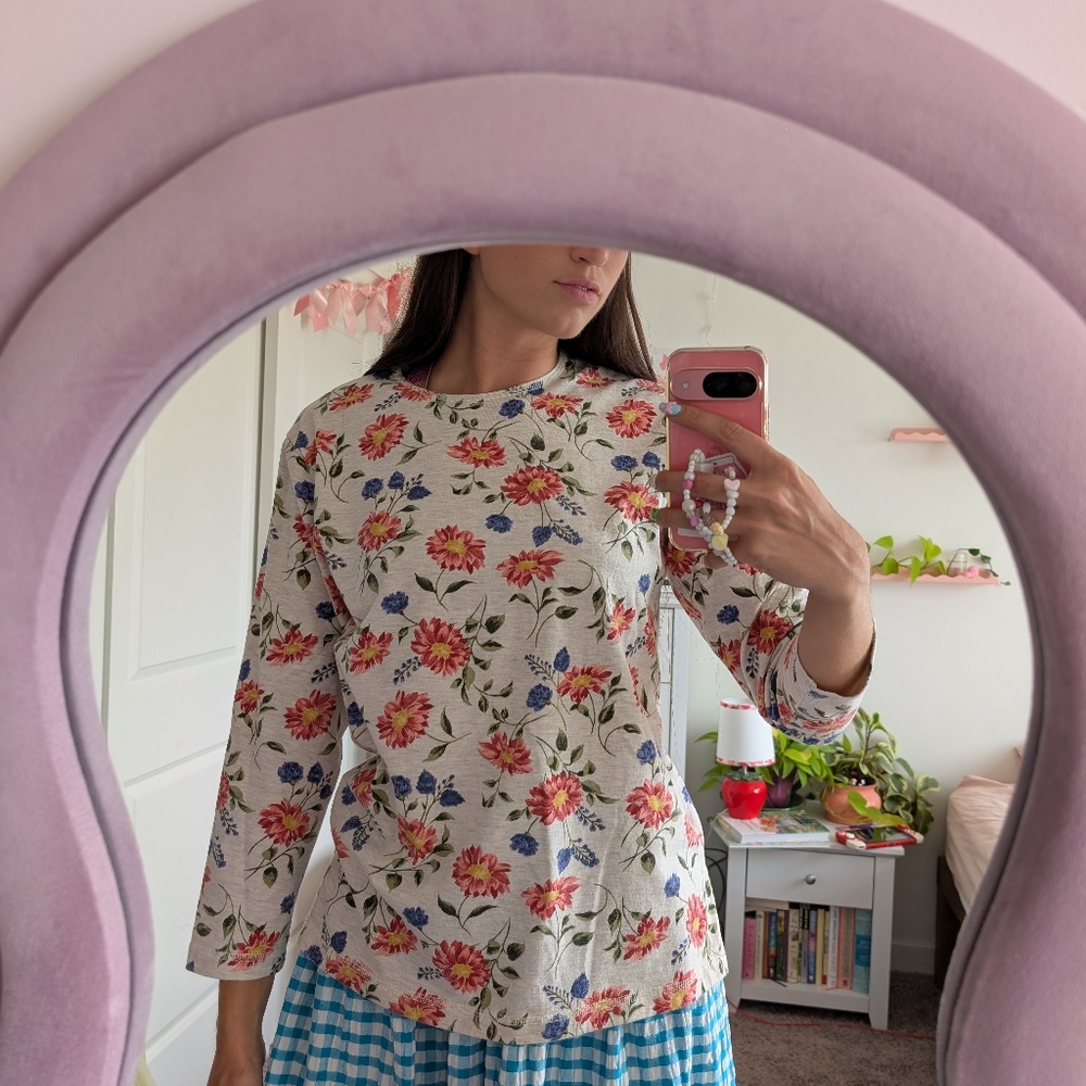 Floral Long Sleeve Cottagecore Top Size Medium